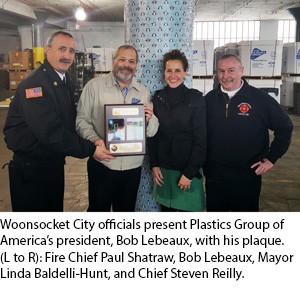 The Plastics Group of America (TPG) Honored by Woonsocket Fire Department